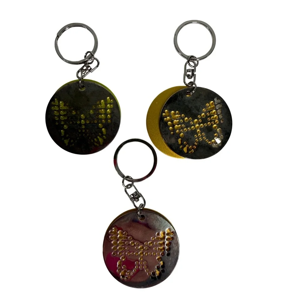 Neiman Marcus Keychain Butterfly Next 100 Years Double Disc Metallic Lot 3 Set